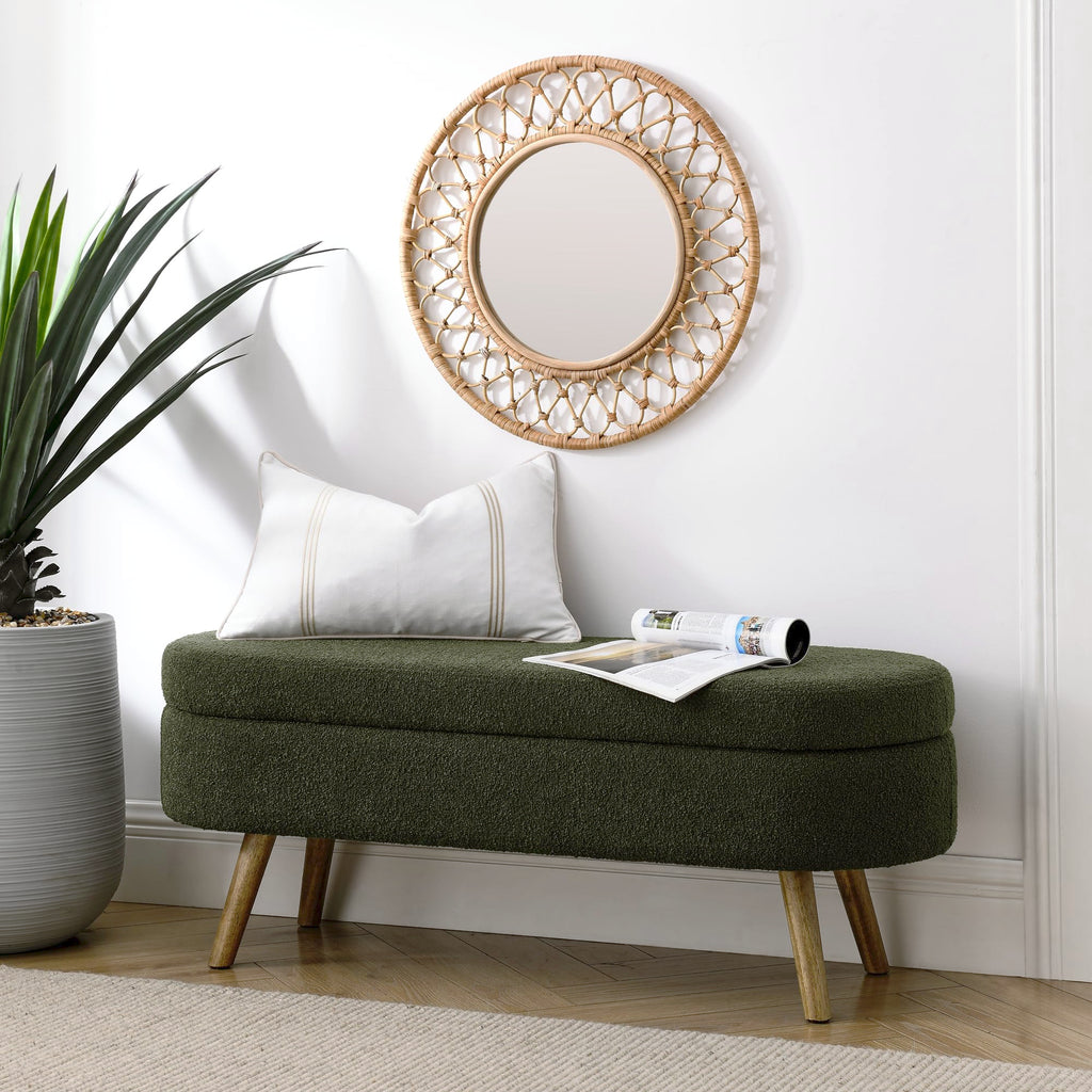 Oval Storage Bench with Rubber Wood Legs U23205