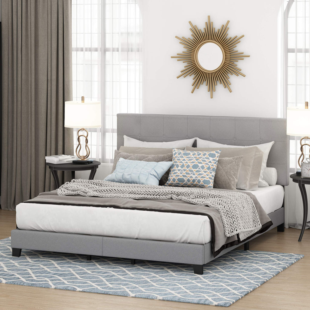 California King Upholstered Platform Bed Frame Y4859