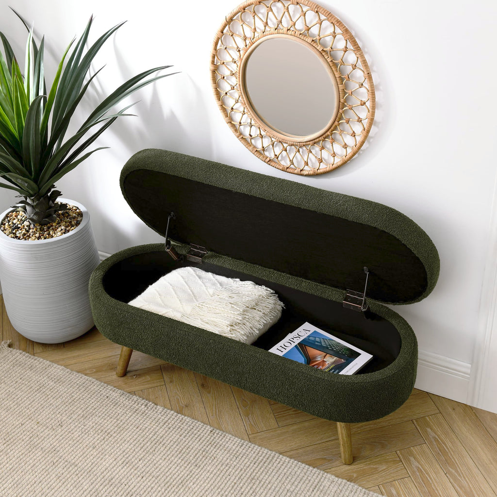 Oval Storage Bench with Rubber Wood Legs U23205