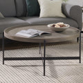 42-Inch Round Concrete-Coated Wood Coffee Table with Tray Top V353049
