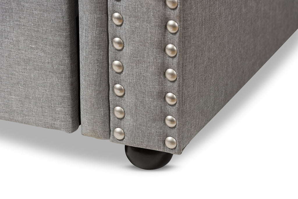 Light Beige Fabric Trundle Daybed E528337