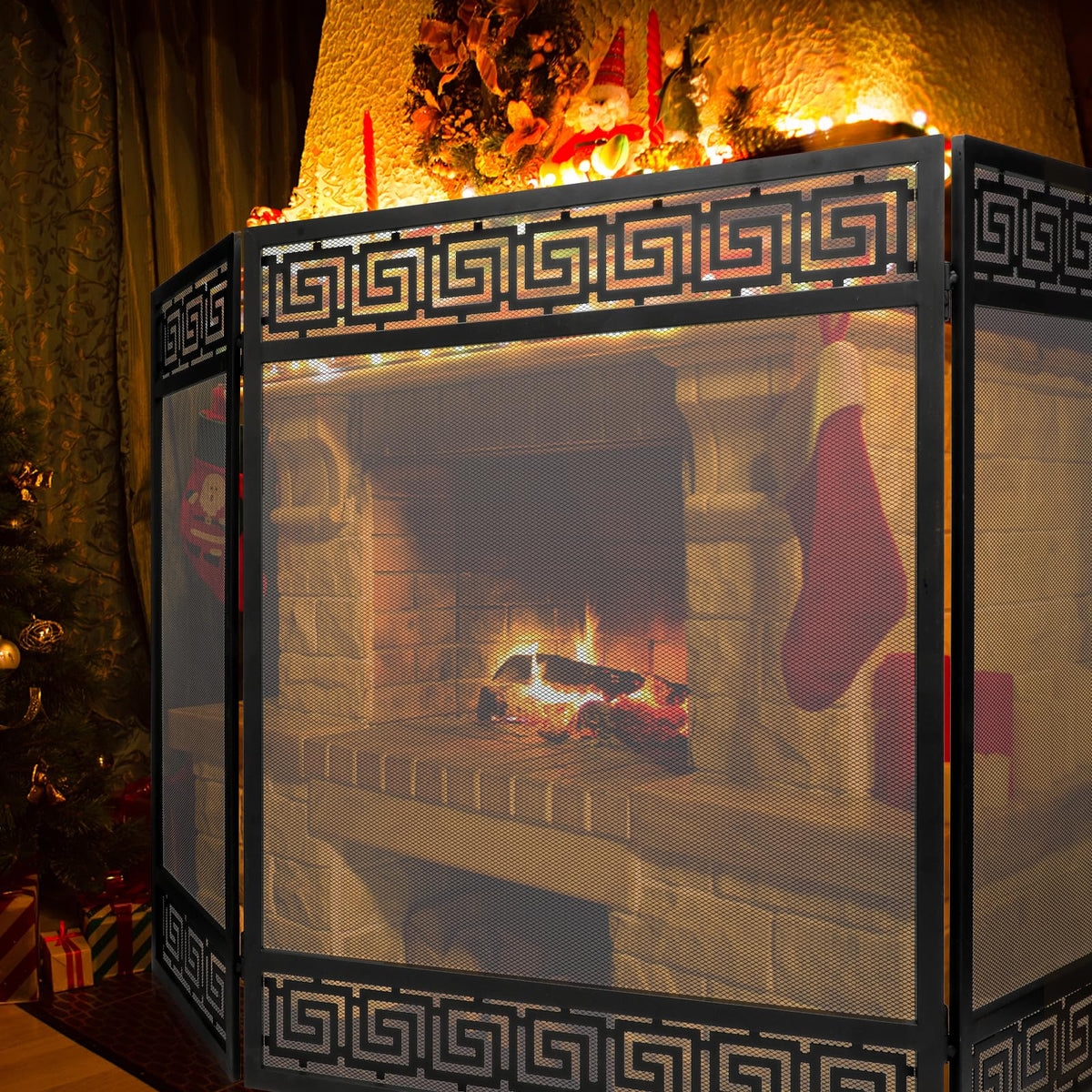 50"x32" 3 Panel Steel Fireplace Screen B49797