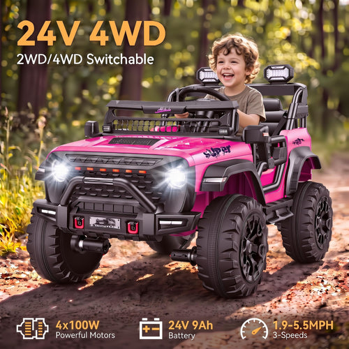 24V 2 Seater Pink Ride on Toy U1600