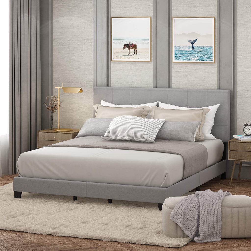 California King Upholstered Platform Bed Frame Y4859