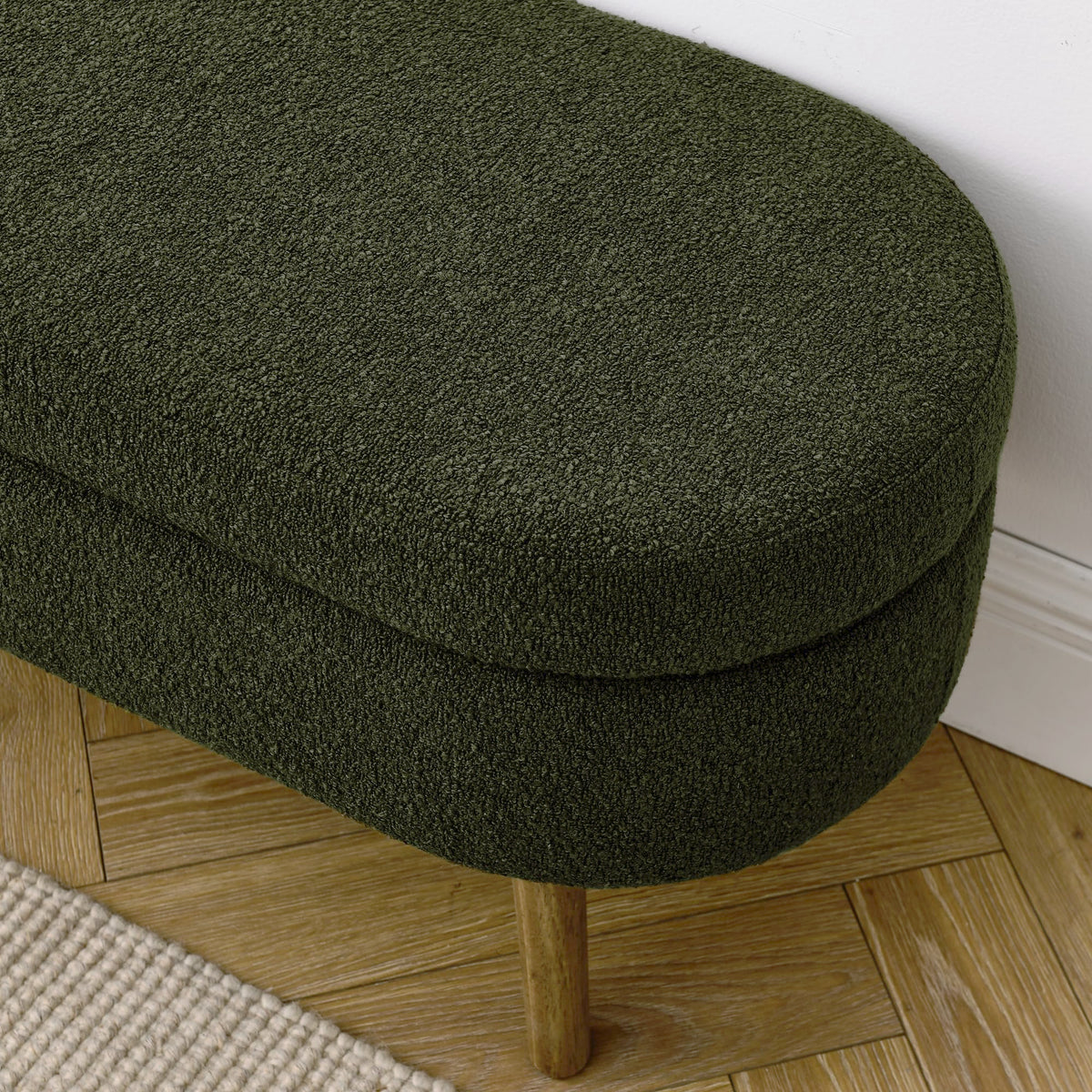 Oval Storage Bench with Rubber Wood Legs U23205