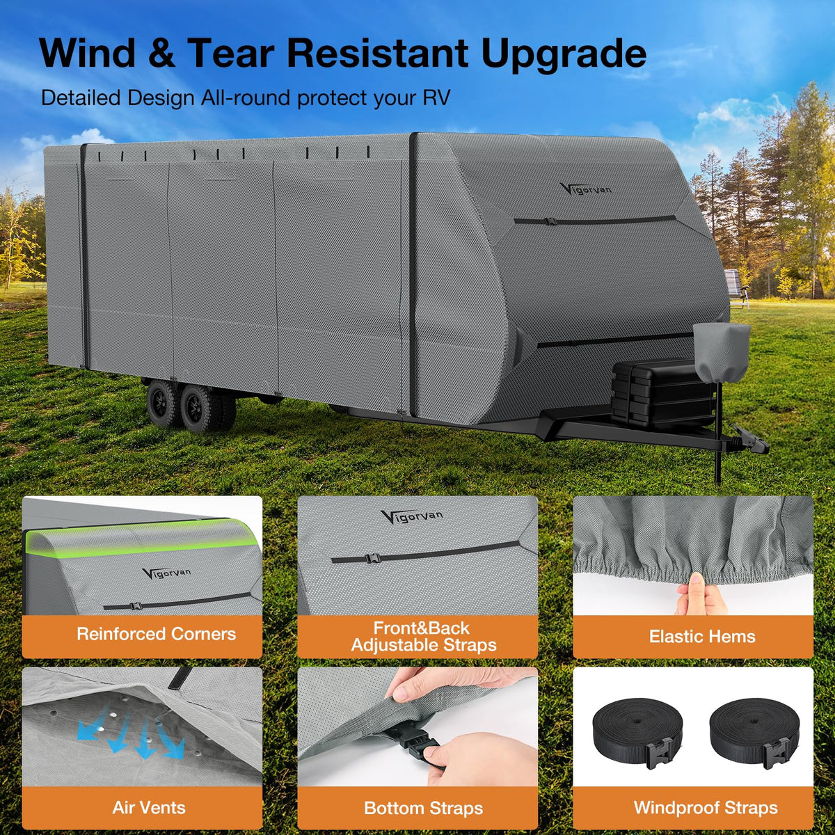 30-33FT Water-Resistant Travel Trailer RV Cover Y7132