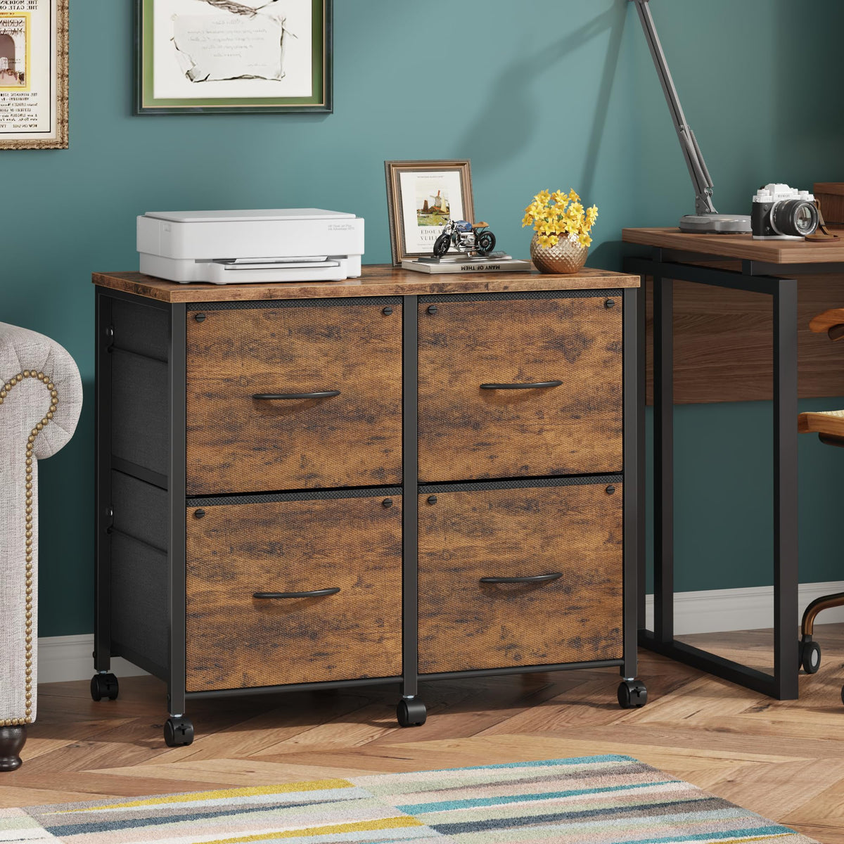4 Drawer Mobile Lateral File Cabinet B2032