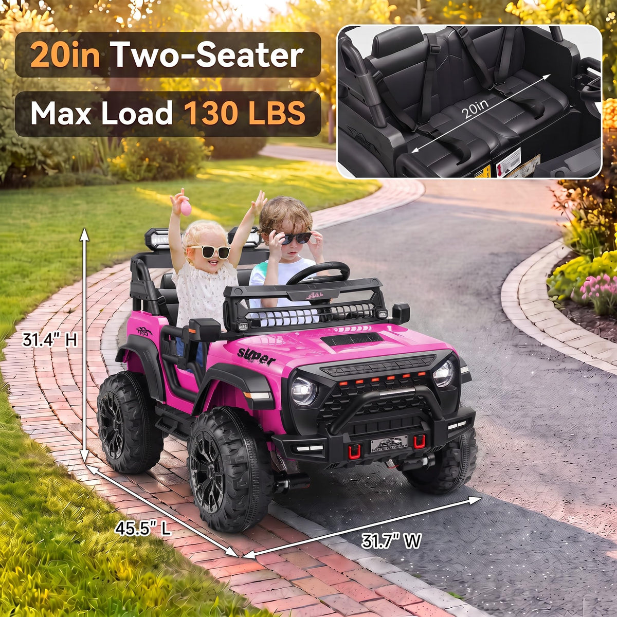 24V 2 Seater Pink Ride on Toy U1600