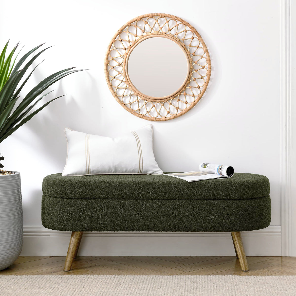 Oval Storage Bench with Rubber Wood Legs U23205